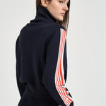Felpa donna cropped a righe con zip blu JAPW 028B AUTRY 