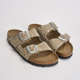 Sandalo donna beige effetto suede  con borchie 1029390 TAUPE BIRKENSTOCK 