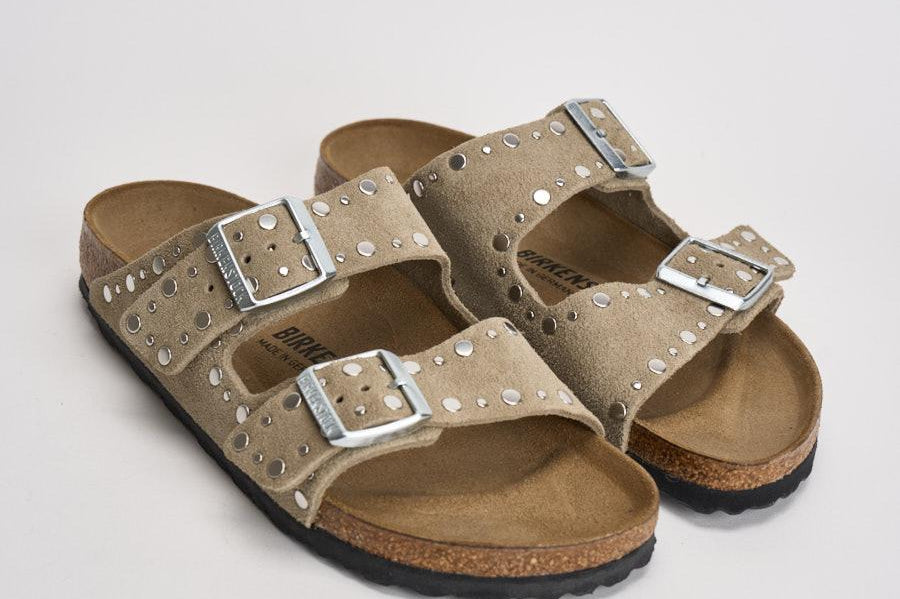 Sandalo donna beige effetto suede  con borchie 1029390 TAUPE BIRKENSTOCK 