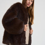 Eco Pelliccia donna over marrone scuro 9029 DARKCOFFEE SWORD 6.6.44 