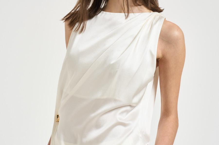 Top donna drappeggiato avorio 726SS7833S IVORY DANAME 