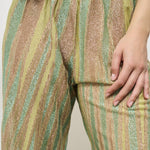 Pantaloni donna a palazzo in lamé verdi 13919 6014 FORTE FORTE 