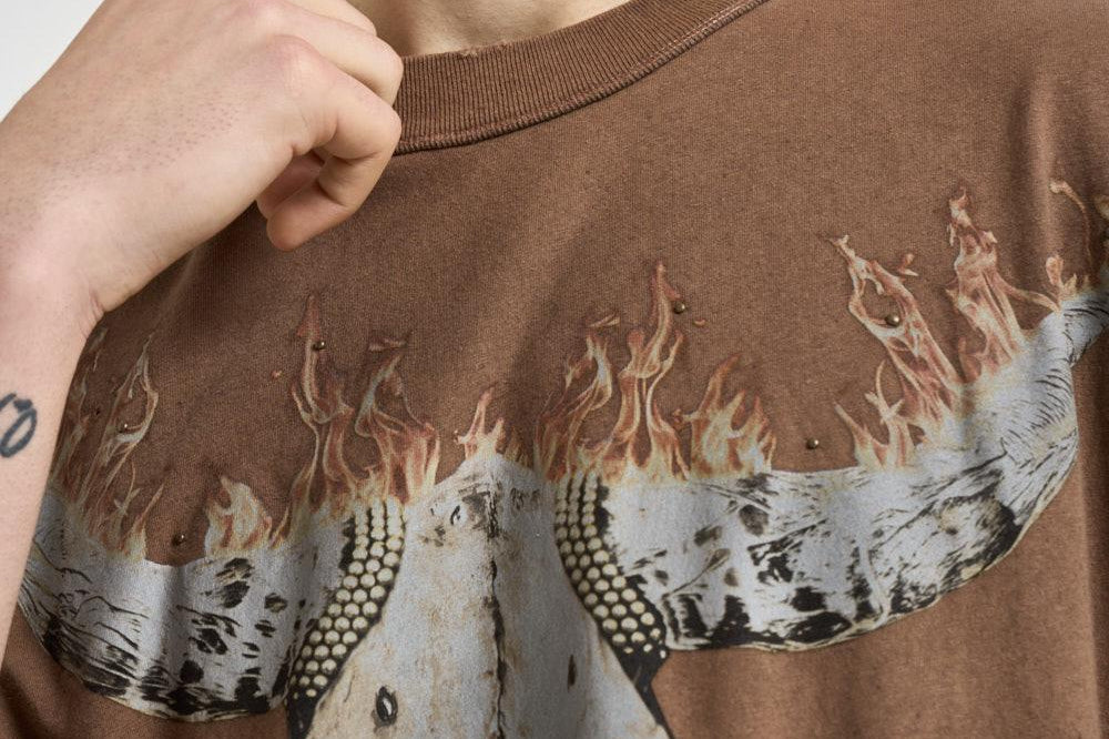 T-shirt uomo con stampa marrone 100592 16DUSTYBROWN REPRESENT 