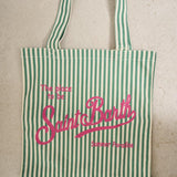 Borsa tote donna a righe verde ES.BAG 01462H MC2 SAINT BARTH 