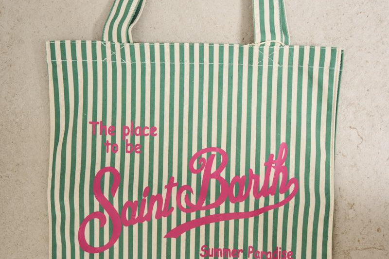 Borsa tote donna a righe verde ES.BAG 01462H MC2 SAINT BARTH 