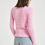 Maglione donna girocollo a trecce rosa 211971869 010 RALPH LAUREN 