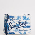 Pochette donna Aline con fantasia tropicale azzurra e bianca ALINE 01078L MC2 SAINT BARTH 