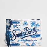 Pochette donna Aline con fantasia tropicale azzurra e bianca ALINE 01078L MC2 SAINT BARTH 