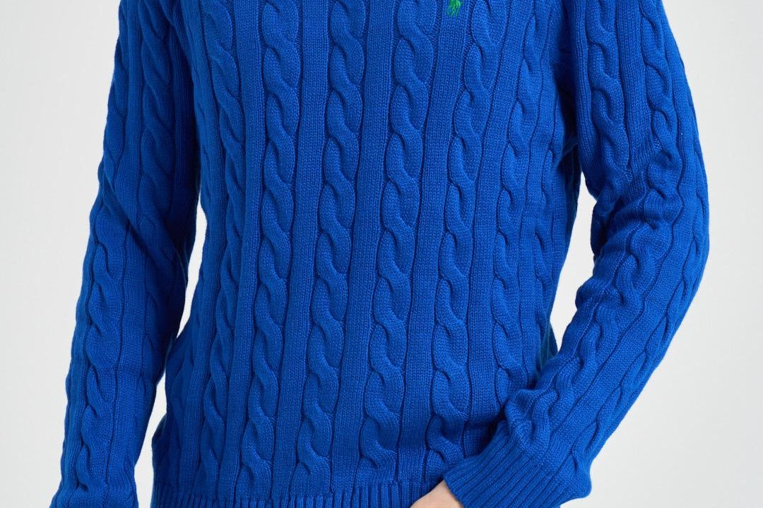 Maglia uomo a trecce blu royal 710775885 537 RALPH LAUREN 