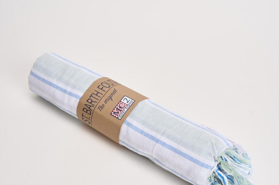 Telo mare Foutas Light verde acqua e bianco FOUL002 5361 MC2 SAINT BARTH 
