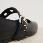 Ballerina donna Uma Eyelet nera con borchie RKLS08FL159 BLACK AEYDE 
