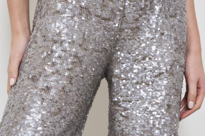 Pantalone donna Gong con paillettes argento D230733 GONG018 P.a.r.o.s.h. 