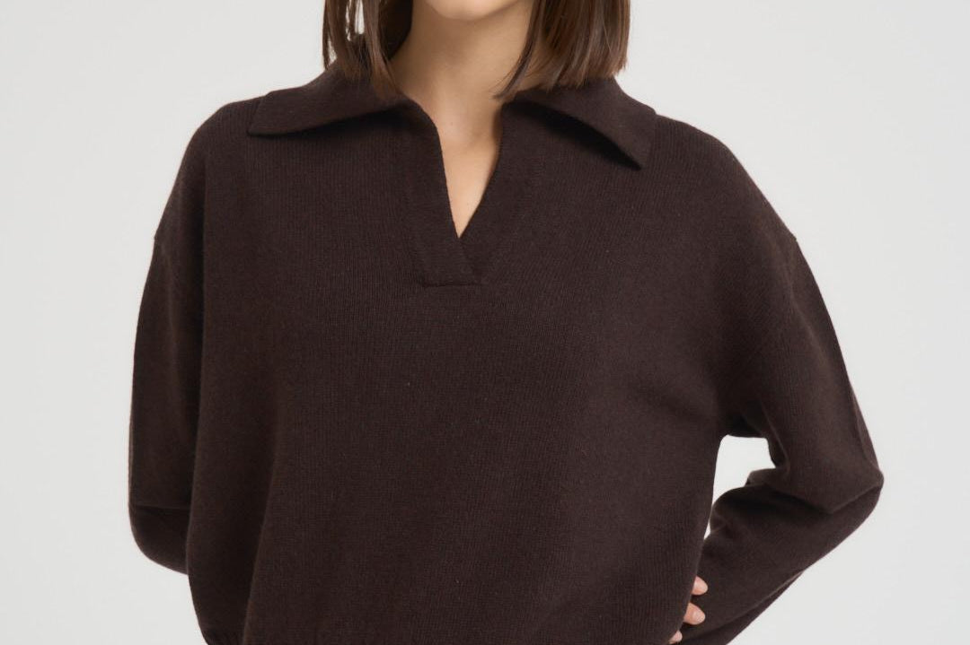 Polo donna in maglia cioccolato L5WC76 W18 LIVIANA CONTI 