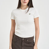 T-shirt donna a costine bianca TF5538 70V LACOSTE 