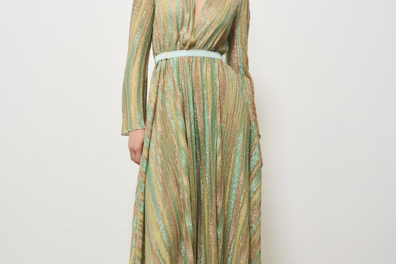 Abito donna lamé verde 13918 6014 FORTE FORTE 