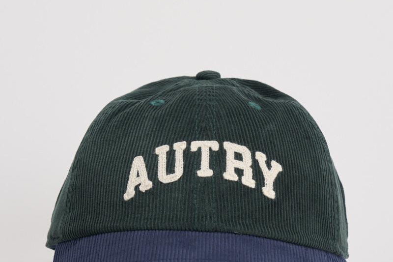 Cappellino uomo in velluto verde e blu ACPU Q9BG AUTRY 