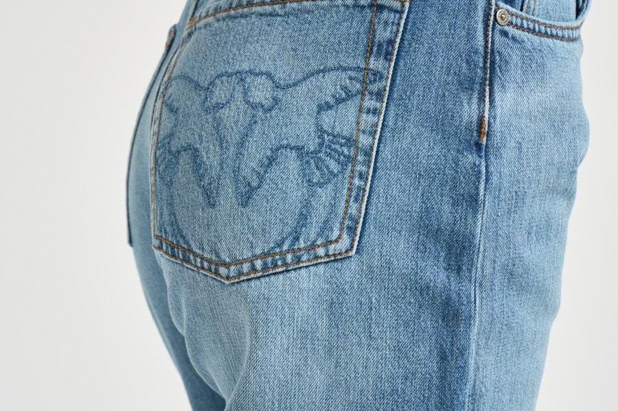 Jeans donna wide leg in denim blu 101733A323 WANDAPJO PINKO 