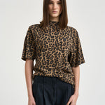 T-shirt donna girocollo Avi animalier 11154 MTL59BLACKBROWN ANINE BING 