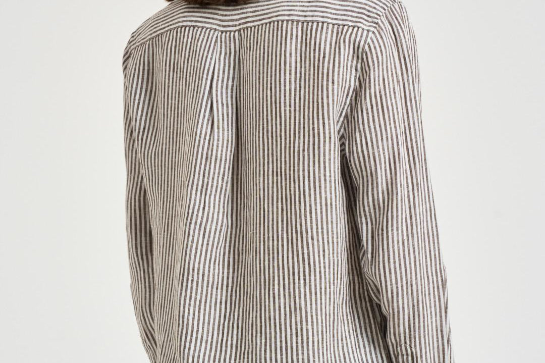 Camicia donna a righe marroni 211A96158 007 RALPH LAUREN 