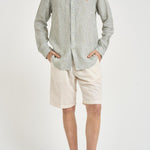 Camicia uomo in lino a righe verde 710B15594 001 RALPH LAUREN 