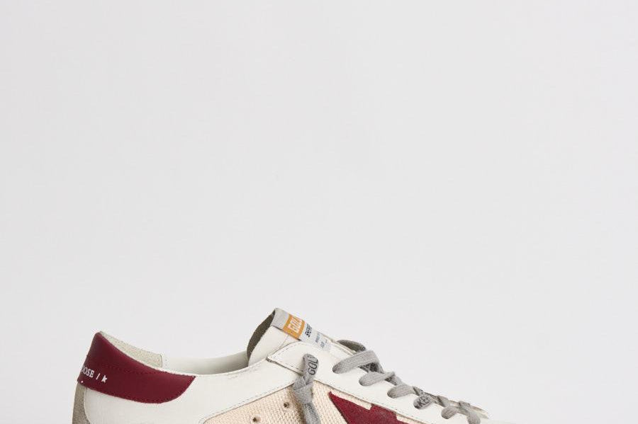 Sneakers uomo Super-Star bianca e bordeaux GMF00104 F00872615984 GOLDEN GOOSE 