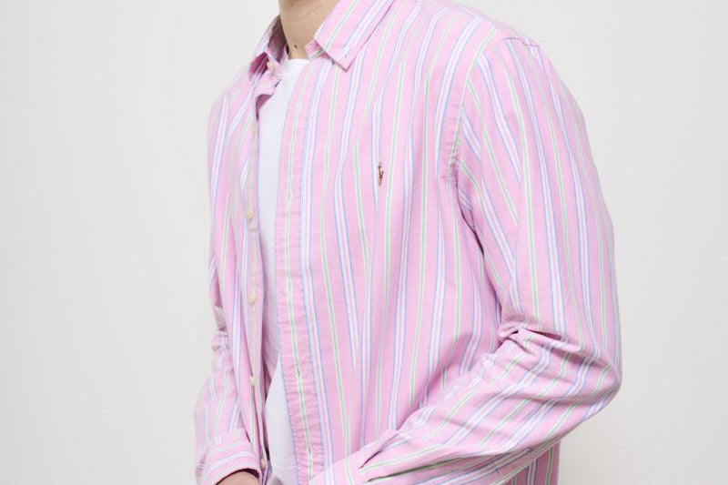 Camicia uomo a righe rosa Oxford 710928918 004 RALPH LAUREN 