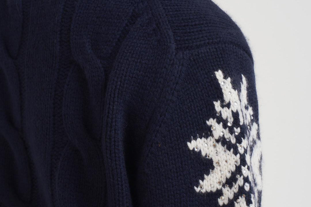 Maglia donna a trecce blu ADLER NORDIC61 MC2 SAINT BARTH 