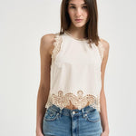 Top donna avorio con ricami 14600 0038 FORTE FORTE 
