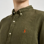 Camicia uomo in lino verde militare 710968915 006 RALPH LAUREN 