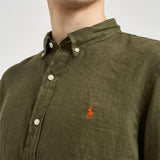 Camicia uomo in lino verde militare 710968915 006 RALPH LAUREN 