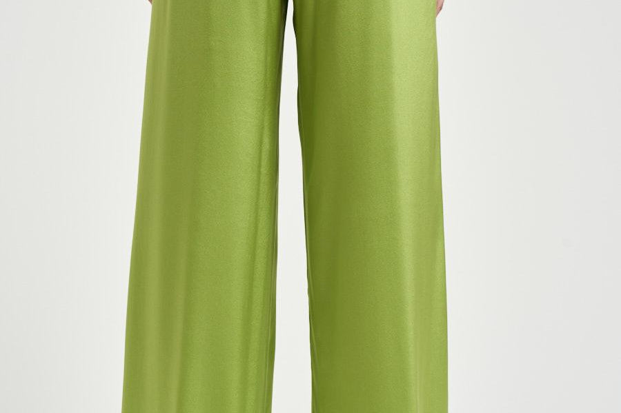 Pantalone donna in seta verde brillante 14582 6028 FORTE FORTE 