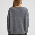 Maglione donna girocollo grigio. AMELIE 1300FLANELLE KUJTEN 