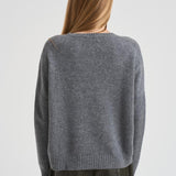 Maglione donna girocollo grigio. AMELIE 1300FLANELLE KUJTEN 