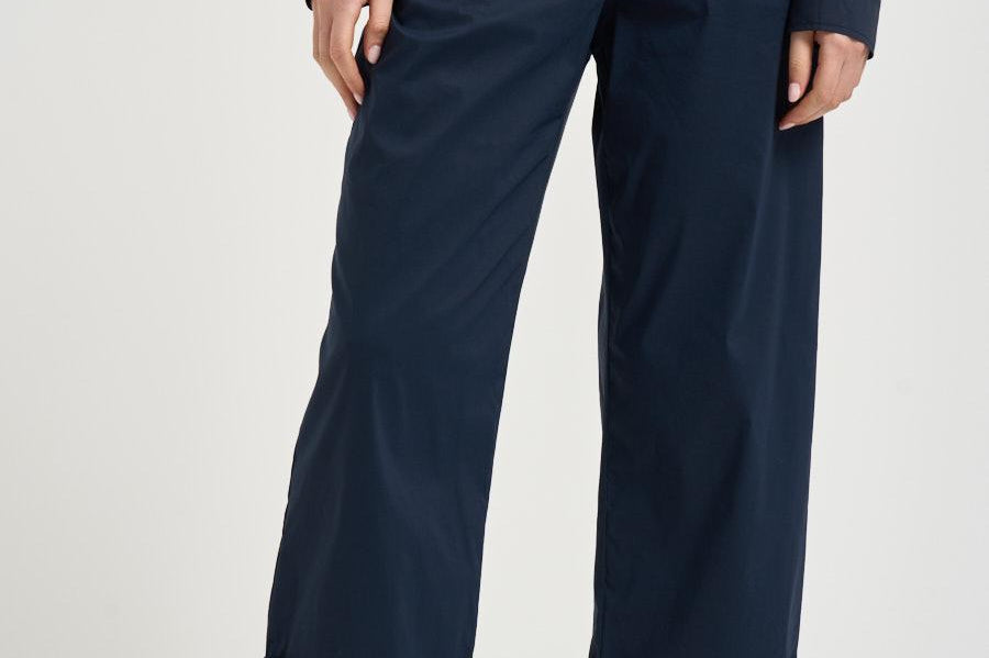 Pantalone donna in popeline blu notte L6SK86 N08 LIVIANA CONTI 