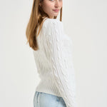 Maglia donna girocollo a trecce bianca 211971869 007 RALPH LAUREN 