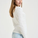 Maglia donna girocollo a trecce bianca 211971869 007 RALPH LAUREN 