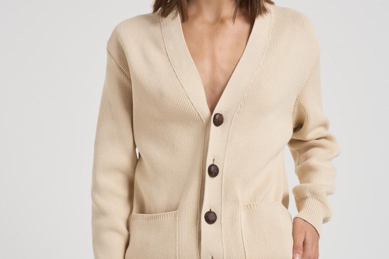 Cardigan in maglia con logo GWP00950 P00197255550 GOLDEN GOOSE 