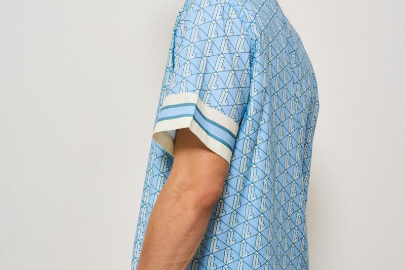 Camicia uomo monogram celeste CH9094 GIL LACOSTE 