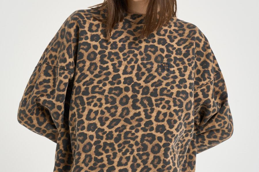 Felpa donna girocollo leopardata 11155 MTL59LEOPARD ANINE BING 