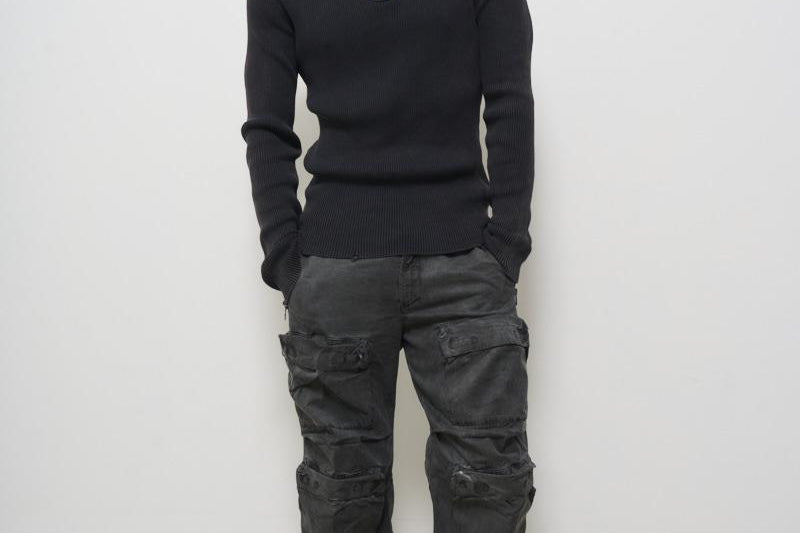 Maglia uomo a costine grigia A17512 0AKBQ900 DIESEL 