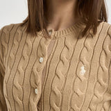 Cardigan donna a trecce cammello 211971868 502 RALPH LAUREN 