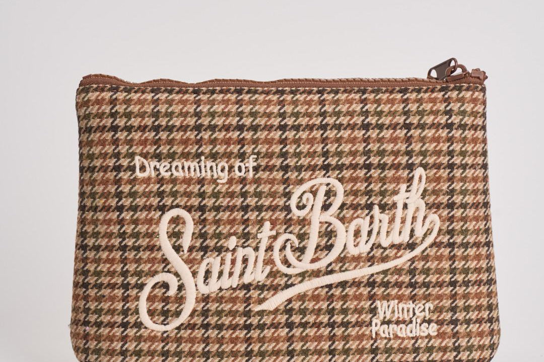 Pochette donna Parisienne Wool Pied de Poule verde ALINE WLPPOULE51 MC2 SAINT BARTH 