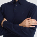 Maglia uomo in lana con colletto polo blu 710941104 001 RALPH LAUREN 
