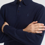 Maglia uomo in lana con colletto polo blu 710941104 001 RALPH LAUREN 