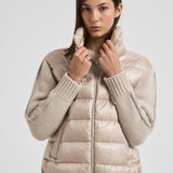 Bomber donna in nylon e maglia beige PI00138DR 1985 HERNO 