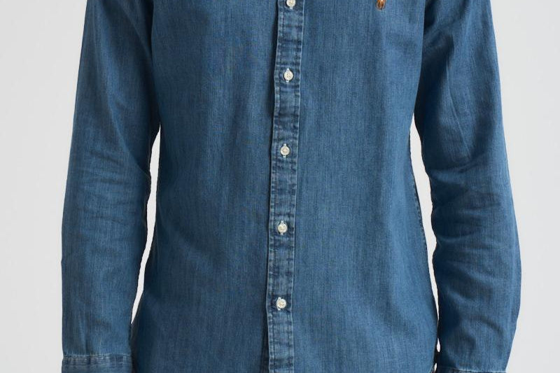 Camicia uomo in denim scuro Custom-Fit 710548539 001 RALPH LAUREN 