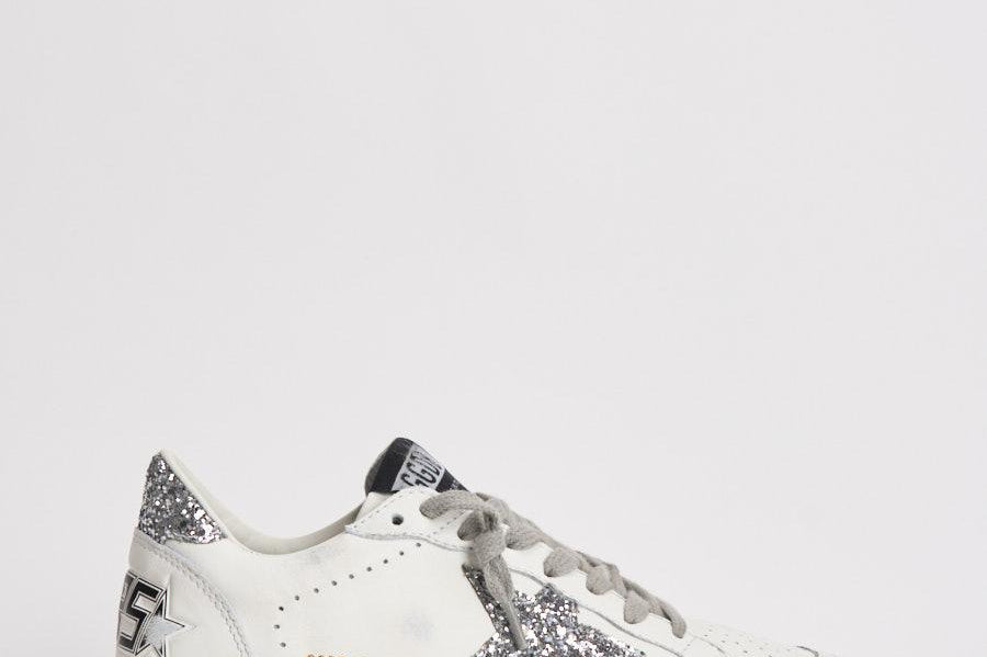 Sneakers donna Ball Star bianca glitter argento GWF00117 F00377311325 GOLDEN GOOSE 