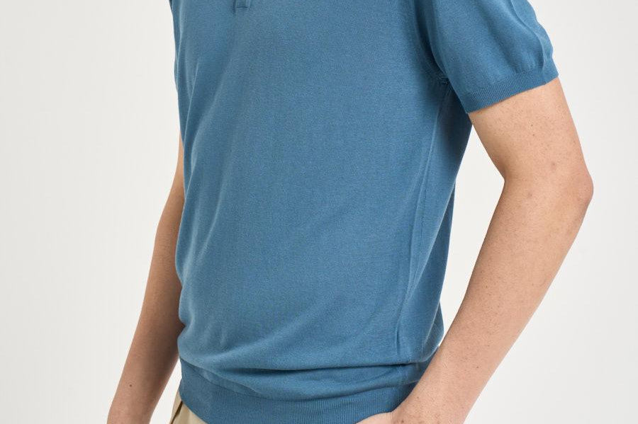 Polo uomo in maglia celeste carta zucchero M060526 255 ACCADEMIE TESSILI 