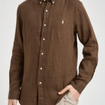 Camicia uomo in lino marrone 710968915 500 RALPH LAUREN 