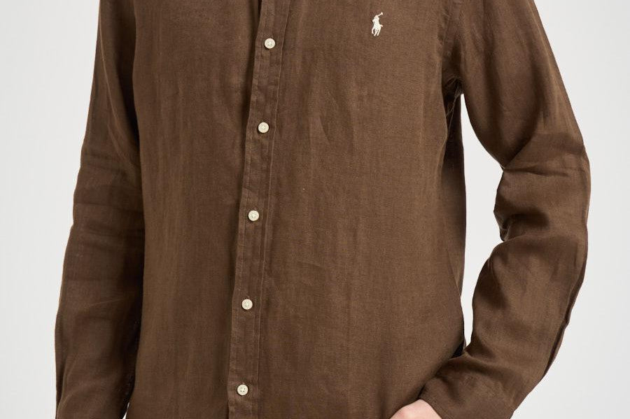 Camicia uomo in lino marrone 710968915 500 RALPH LAUREN 